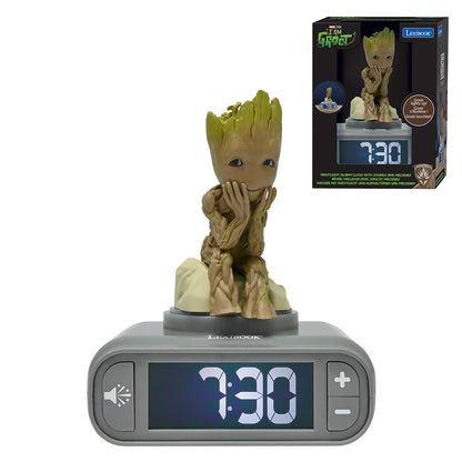 Lexibook Disney Frozen Reloj Despertador con Luz Nocturna y Sonidos, Pantalla LCD Digital - Guardians of the Galaxy - Groot