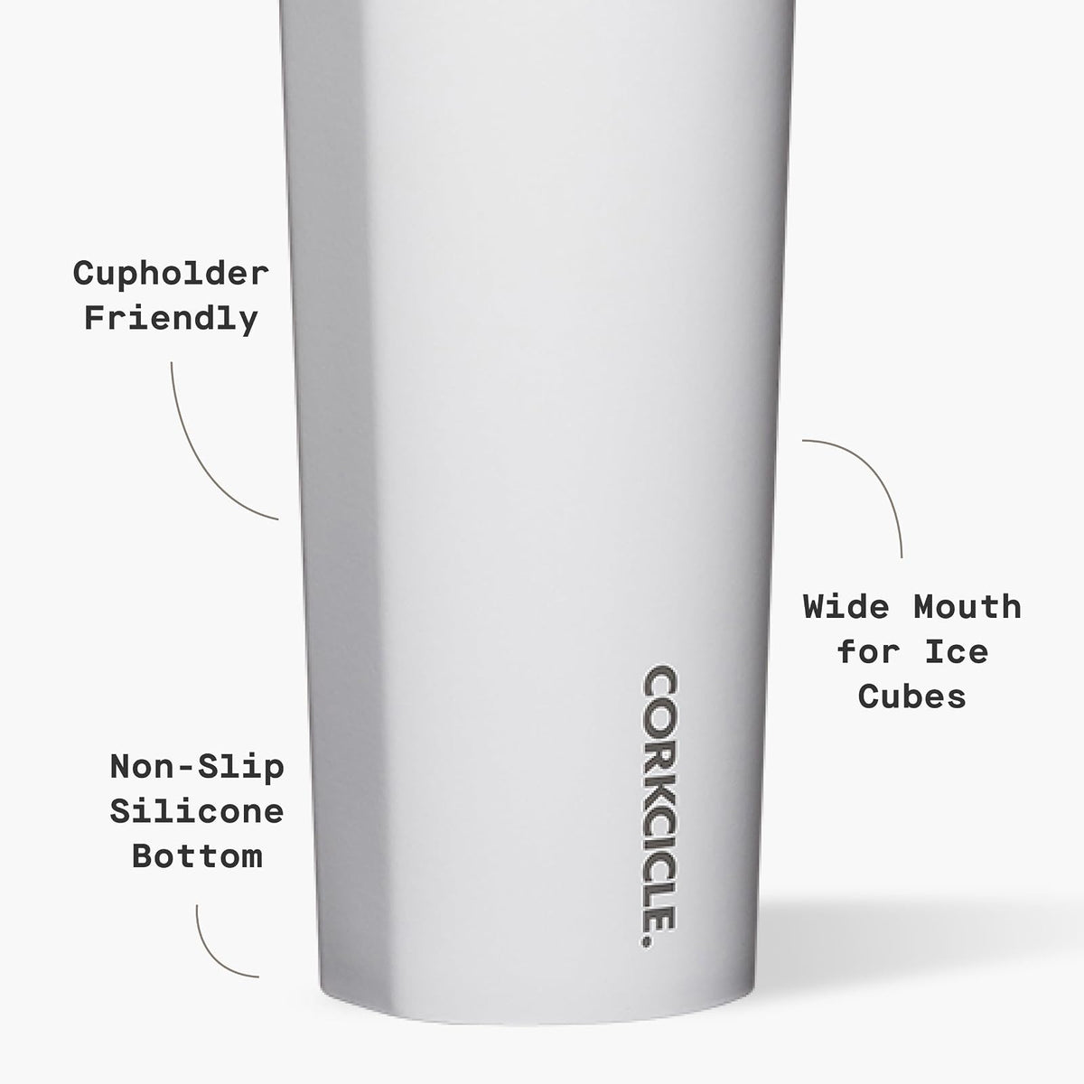 CORKCICLE | Sport Termo Deportivo | 20 oz (591 ml) | Botella de Agua Térmica | Mantiene las bebidas: Frío 25 h/Caliente 12 h | Acero Inoxidable | Color: Blanco Brillante