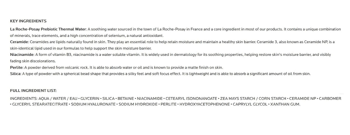 La Roche-Posay - Crema hidratante facial mate de doble reparación Toleriane, humectante en gel diario para controlar la piel grasa con niacinamida, sin aceite
