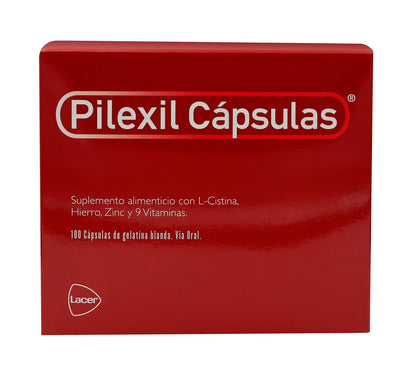 Pilexil Cápsulas de Gelatina Blanda caja c/100 | Detiene caída de pelo, fortalece, L-Cisitina, Hierro, Zinc, 9 vitaminas