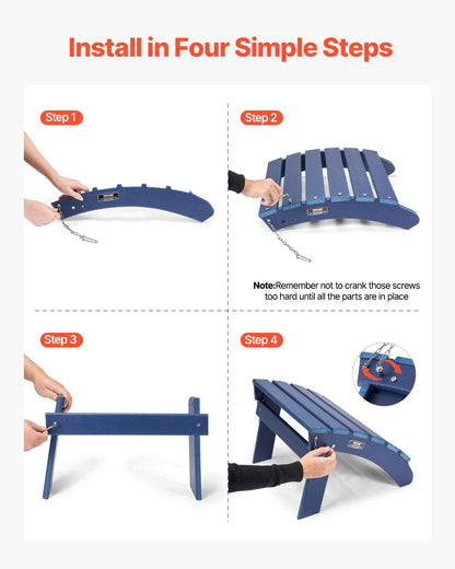 VEVOR - Juego de 2 otomanos Adirondack Adirondack, 18.7 Pulgadas de Largo x 18.9 Pulgadas de Ancho x 13.8 Pulgadas de Alto, otomana Plegable de plástico de Alta Densidad, reposapiés Resistente a la
