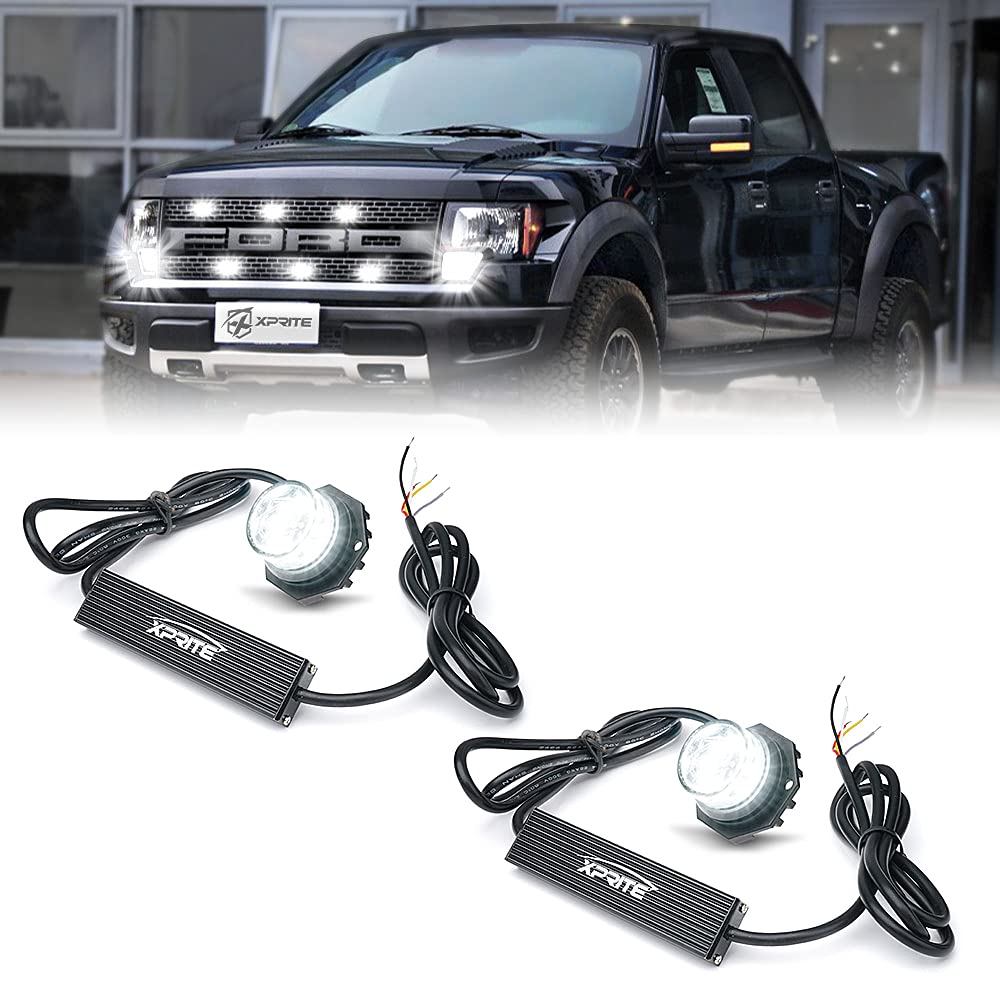 Xprite - Kit de luces LED estroboscópicas escondidas de emergencia, advertencia de peligro, luz intermitente para rejilla, faros traseros, montaje en superficie, vehículos de construcción, camiones,