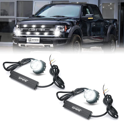 Xprite - Kit de luces LED estroboscópicas escondidas de emergencia, advertencia de peligro, luz intermitente para rejilla, faros traseros, montaje en superficie, vehículos de construcción, camiones,