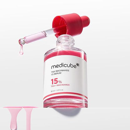 MEDICUBE TXA Niacinamide 15 Serum, Sérum Facial Coreano con 15% TXA + Niacinamida, para Luminosidad, Tono Desigual y Marcas Visibles, 30 ml