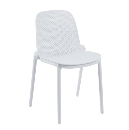 International Home 4 Sillas de Plastico de Comedor Interior y Exterior, con Proteccion UV, Estilo Minimalista, Color Blanco
