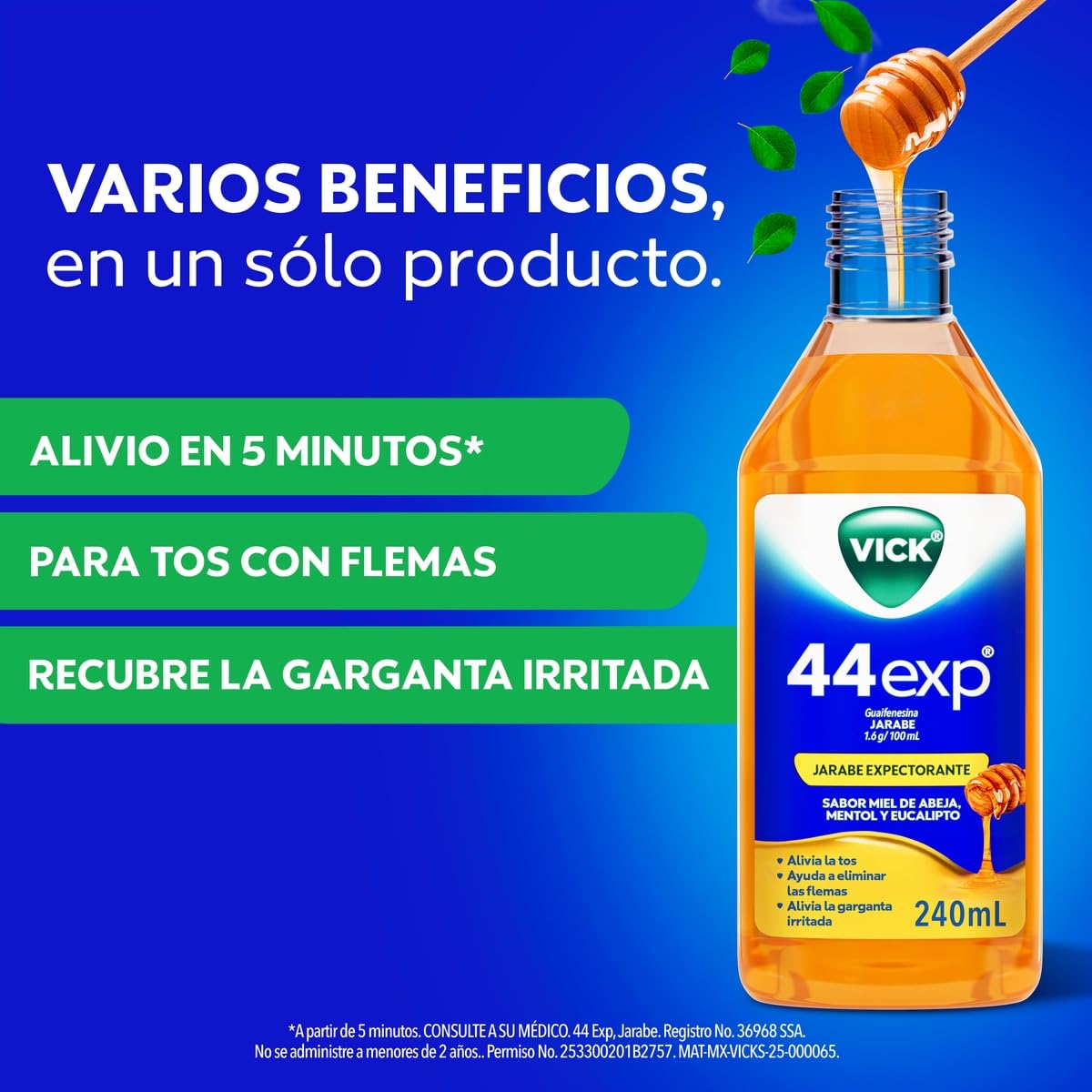 Vick Jarabe 44Exp Miel Alivia la Tos con Flemas 240ml
