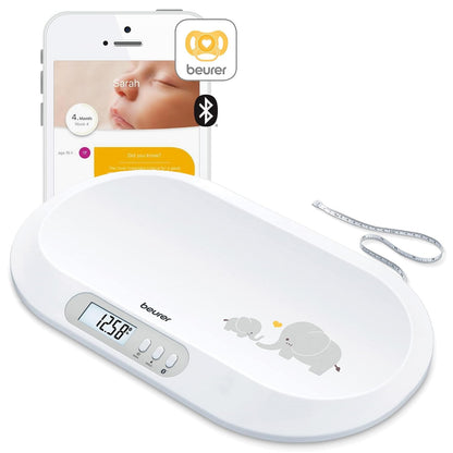 Beurer BY80 Báscula Digital para Bebé, hasta 44 Libras - Baby Scale with Bluetooth