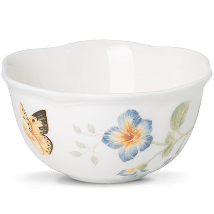 Lenox Butterfly Meadow Porcelana para Mesa: Platos, Tazones y Frutero - tazón de postre, blanco