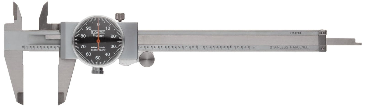 Fowler Calibrador de Carátula Premium 0-8", Acero Inoxidable - 0 - 6" - Negro