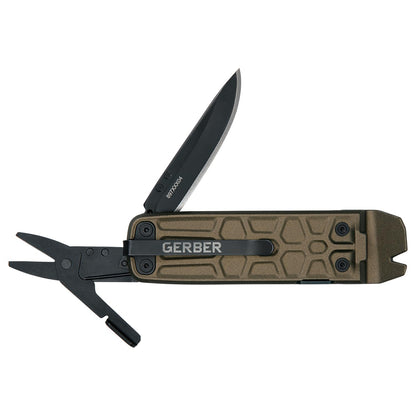 Gerber Gear Lockdown Slim Pry 7 en 1 llavero multiherramienta compacto EDC mini cuchillo de bolsillo con barra de palanca, bronce quemado