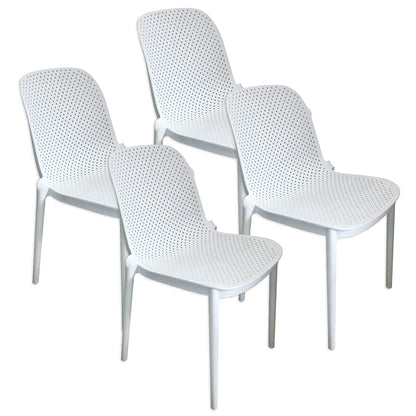International Home 4 Sillas de Plastico de Comedor Interior y Exterior, con Proteccion UV, Estilo Minimalista, Color Blanco