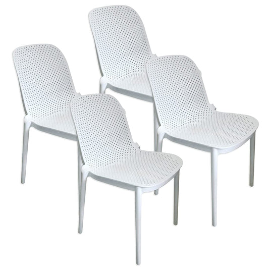 International Home 4 Sillas de Plastico de Comedor Interior y Exterior, con Proteccion UV, Estilo Minimalista, Color Blanco