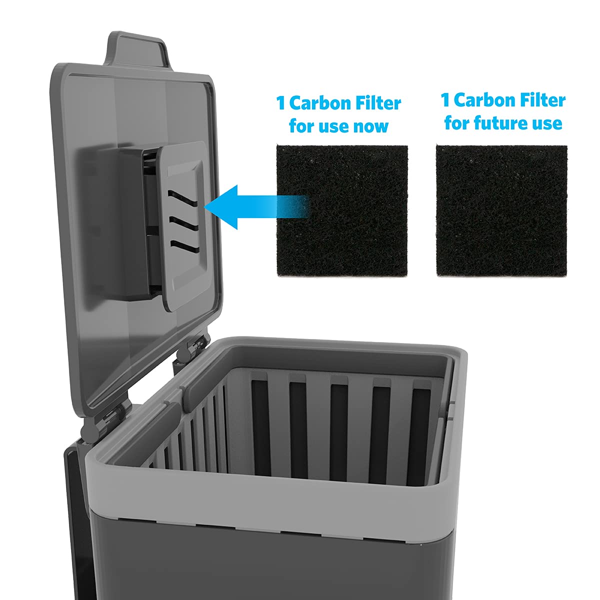 Glad Contenedor de Compost para Cocina, 1.5 galones | Contenedor de plástico con Cesta Interior extraíble, Soporte de Almacenamiento para Bolsas y filtros de Bloqueo de olores de Carbono, Gris