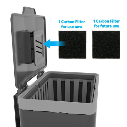 Glad Contenedor de Compost para Cocina, 1.5 galones | Contenedor de plástico con Cesta Interior extraíble, Soporte de Almacenamiento para Bolsas y filtros de Bloqueo de olores de Carbono, Gris