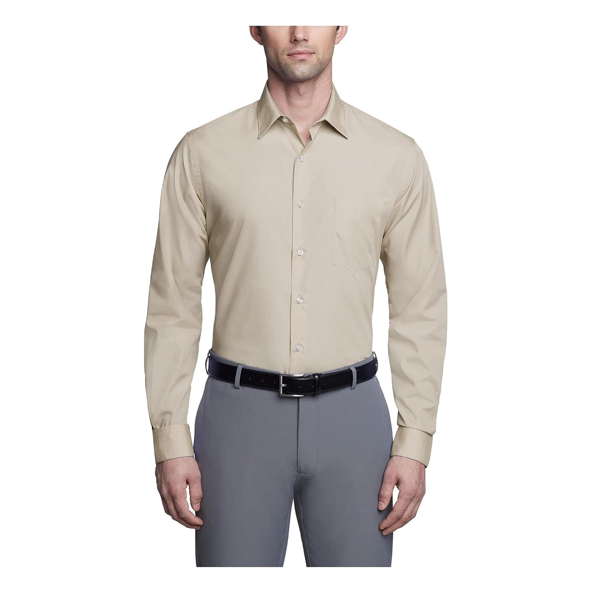 Van Heusen Camisa de Vestir de Manga Larga para Hombre - Piedra - 16.5cm Cuello 34cm-35cm Manga