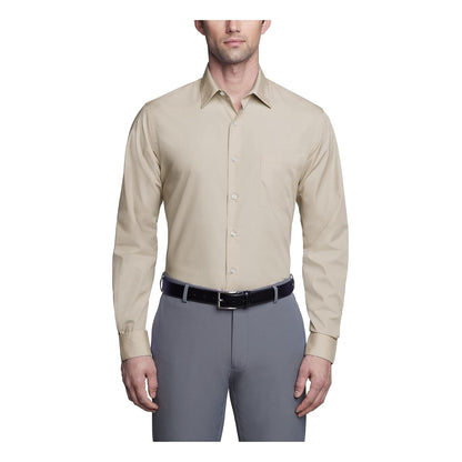 Van Heusen Camisa de Vestir de Manga Larga para Hombre - Piedra - 16.5cm Cuello 34cm-35cm Manga