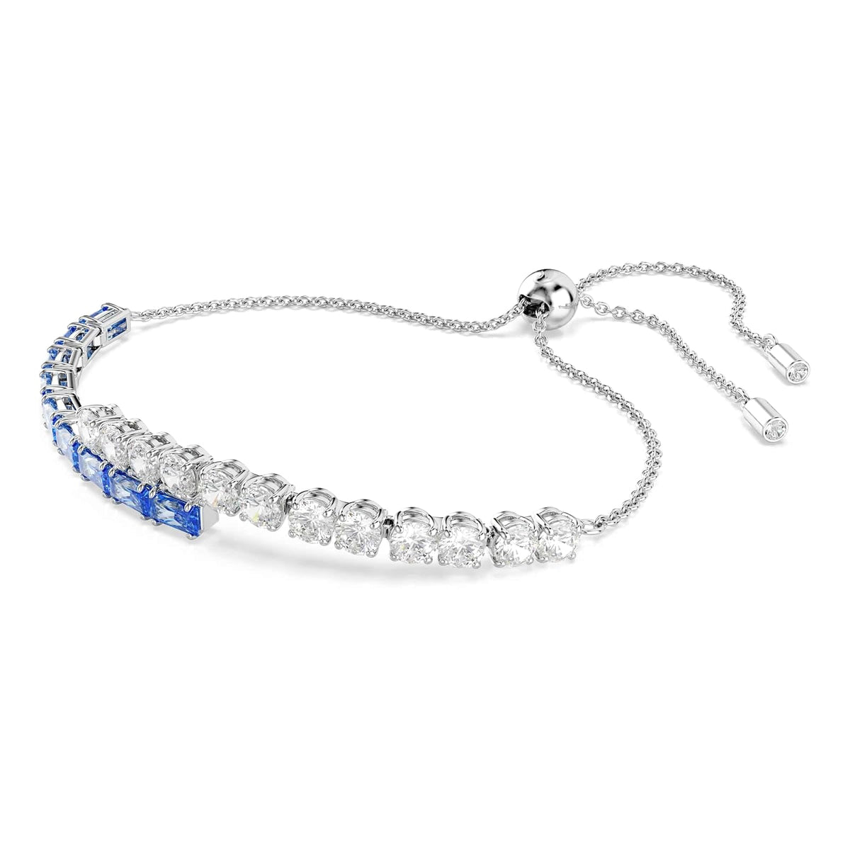 Swarovski Pulsera Matrix, Tallas mixtas, Azul, Baño de rodio