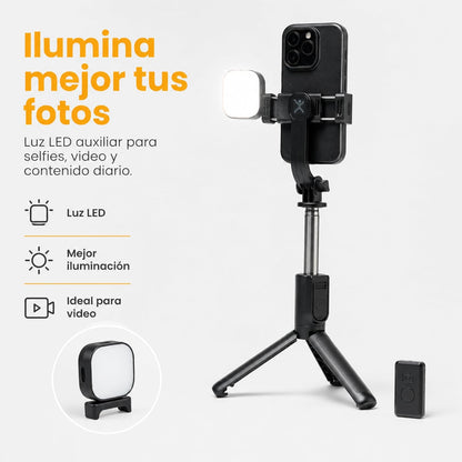 Perfect Choice Bastón con tripie para Selfies Stick Plegable con luz led PC-120414 Selfix