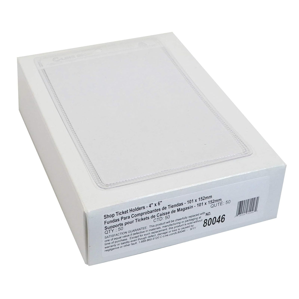 C-Line vinilo tienda soportes de boletos, ambos lados transparente, 50 por caja, Apertura superior, NOT STATED, 4 x 6 in