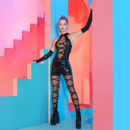 Leg Avenue Conjunto de lencería para Mujer con Guantes sin Dedos