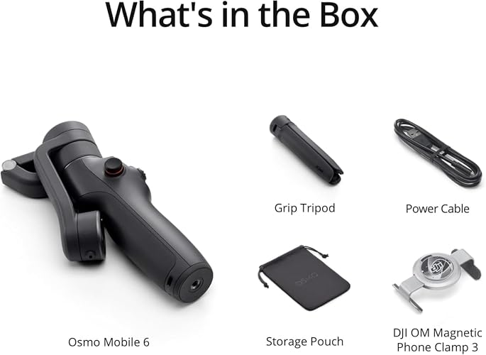 DJI Osmo Mobile 6 - Estabilizador de cardán para teléfono celular de 3 ejes, varilla de extensión integrada, portátil y plegable, cardán Android y iPhone con ShotGuides, estabilizador de Vlogging