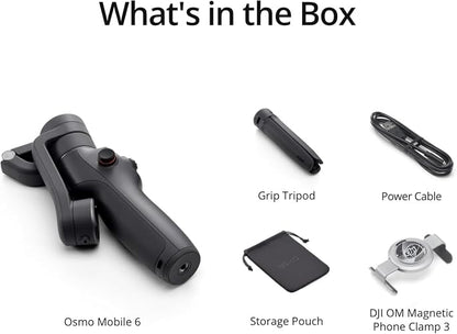 DJI Osmo Mobile 6 - Estabilizador de cardán para teléfono celular de 3 ejes, varilla de extensión integrada, portátil y plegable, cardán Android y iPhone con ShotGuides, estabilizador de Vlogging