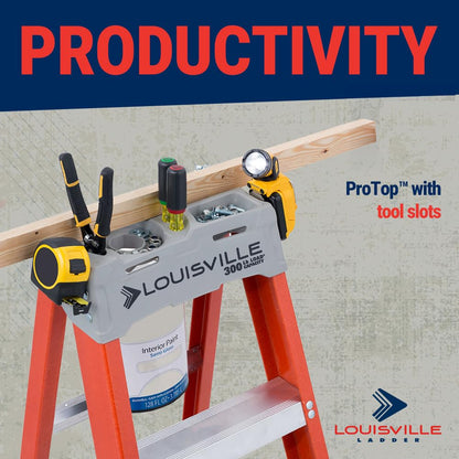 Louisville Ladder Resistente escalera de fibra de vidrio, capacidad de 136.08 kg, 1.21m (4ft), Anaranjado