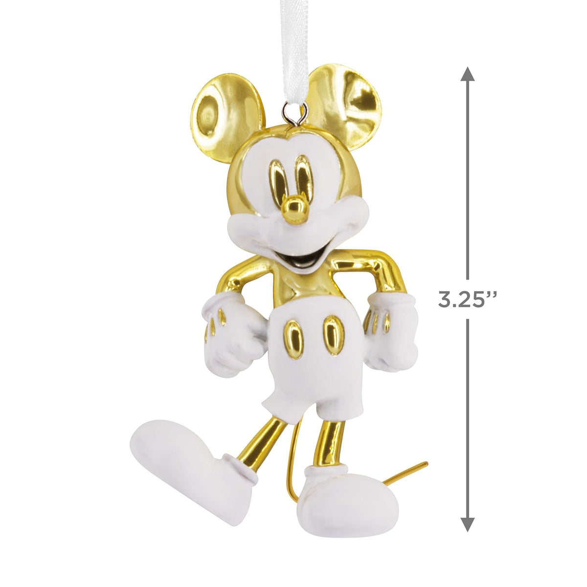 Hallmark Disney Mickey Mouse - Ornamento navideño Blanco y Dorado, cerámica, Regalos para fanáticos de Disney