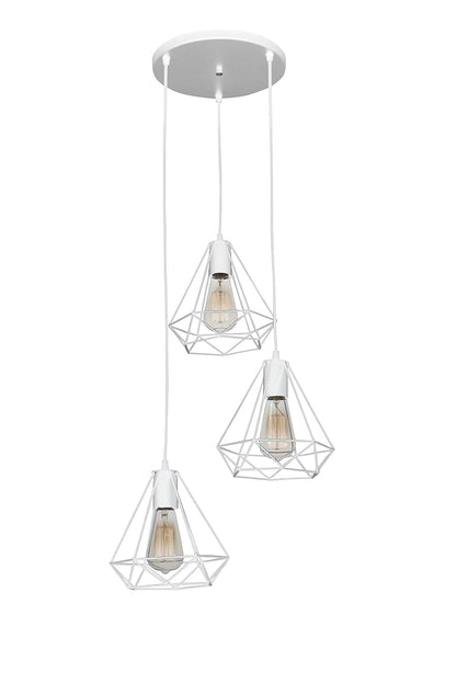 MAXXI MX-CL8028 Candil Decorativo Techo, Pantalla Acero Decorado, color Blanco Mate