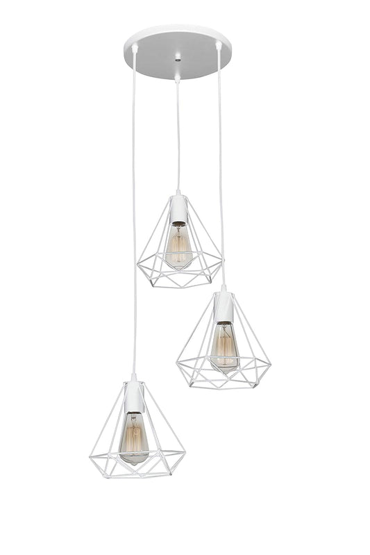 MAXXI MX-CL8028 Candil Decorativo Techo, Pantalla Acero Decorado, color Blanco Mate