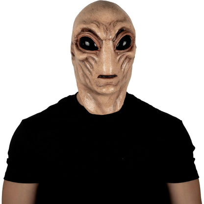 REV Máscara de Látex Alien Flesh con Cuello, Máscara Alienígena con Acabado de Piel Talla Mediana para Disfraz de Halloween, Fiestas y Cosplay Realista