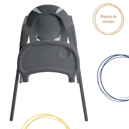 Cosco Silla Alta 2 en 1, Gris, con bandeja removible y arnés de 5 puntos. Uso desde 6 meses hasta 15 kg