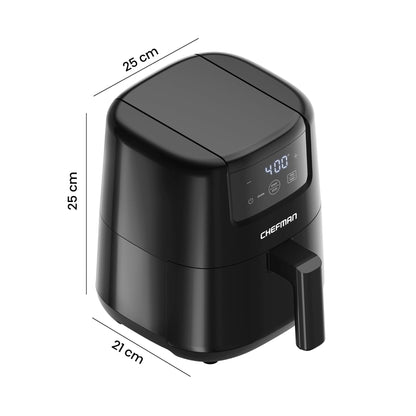 CHEFMAN Mini freidora de aire de 2 cuartos – Freidora de aire compacta digital que ahorra espacio con cesta antiadherente y apta para lavaplatos, comidas rápidas y fáciles en minutos, cuenta con