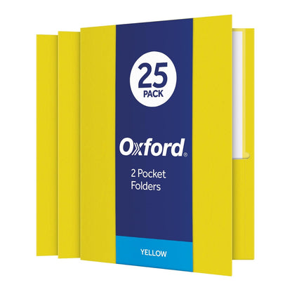 Oxford Fólder Doble Solapa con 2 Bolsillos, Caja con 25 - Amarillo - Carta - Moderno
