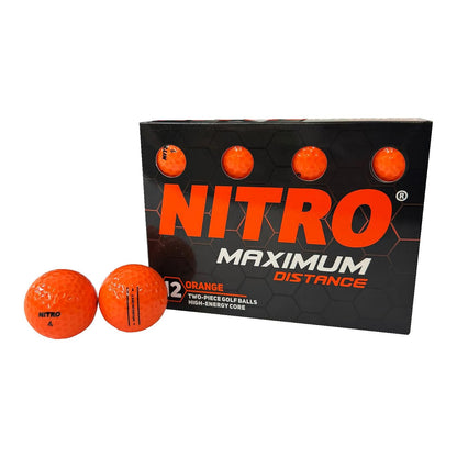 Nitro Golf Pelotas de Golf Distancia Máxima, Paquete de 12 - Anaranjado