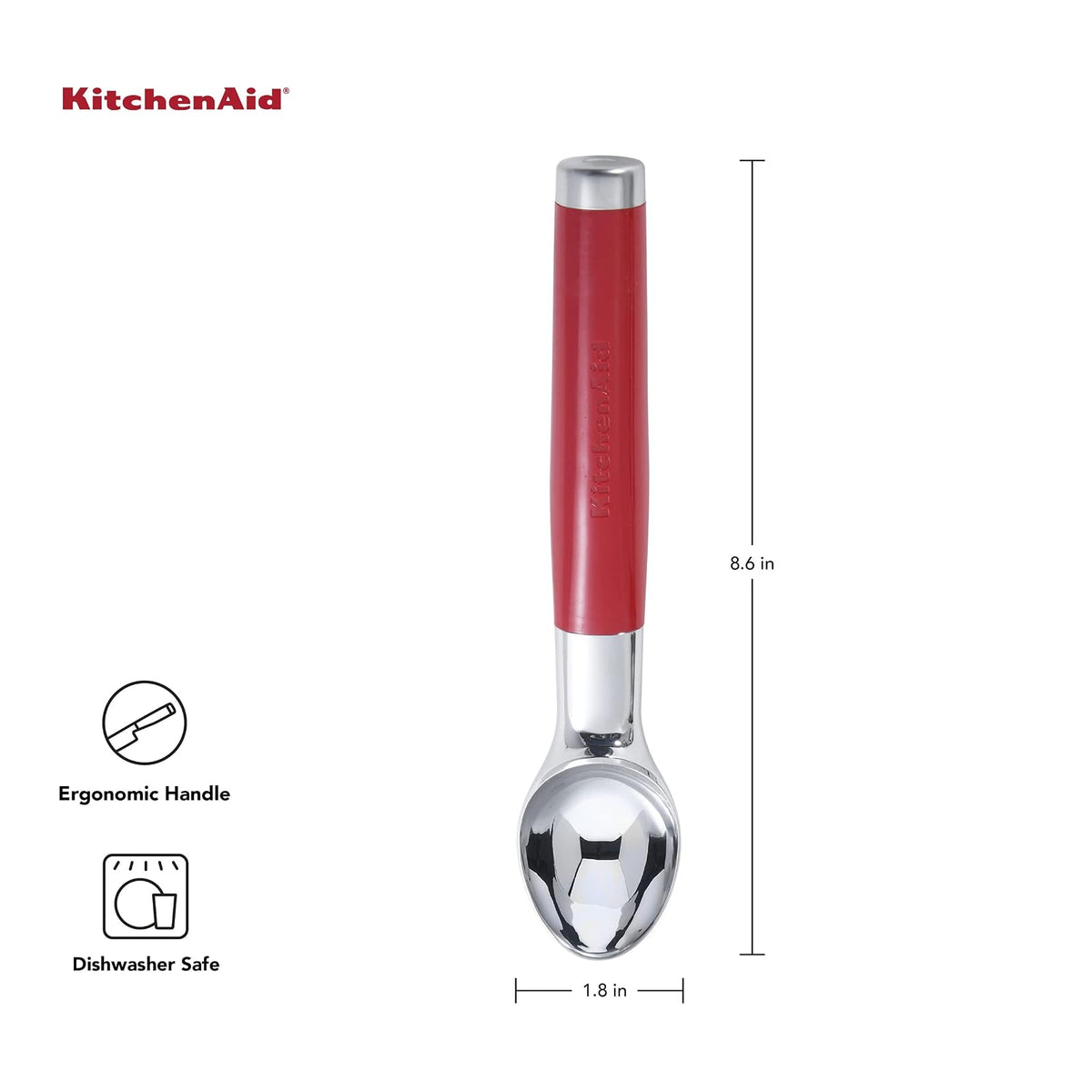 KitchenAid - Cuchara clásica para helado, 8.6 pulgadas, color rojo imperio