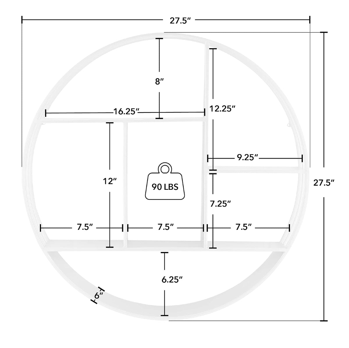 FirsTime & Co. Estante de Pared Brody Plateado, Estante Flotante de Pared de 3 Niveles Redondo para Baño, Dormitorio, Decoración de Sala de Estar, Metal, Industrial, 70 centímetros