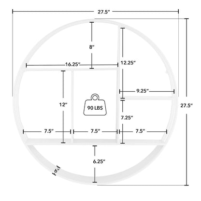 FirsTime & Co. Estante de Pared Brody Plateado, Estante Flotante de Pared de 3 Niveles Redondo para Baño, Dormitorio, Decoración de Sala de Estar, Metal, Industrial, 70 centímetros