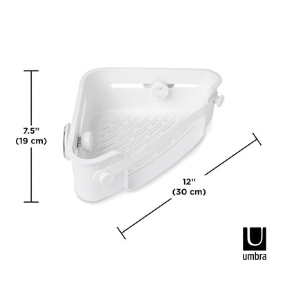 Umbra | Organizador de Ducha Esquinero Premium con Ventosas Gel-Lock, Sistema Patentado Antideslizante