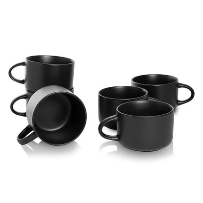 10 Strawberry Street Wazee Tazas de Gran Tamaño Mate, Color Negro - 1 x 6 unidades
