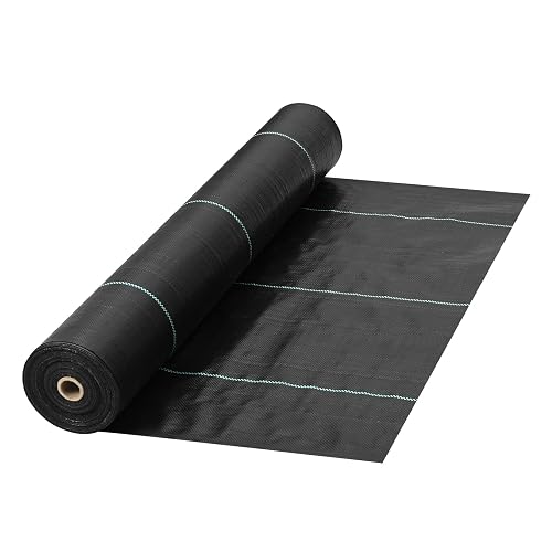 VEVOR Barrera de Malas Hierbas, Tela de Paisaje de 6.5 onzas, 3 pies x 300 pies, tapete de Cubierta Resistente Tejido geotextil para jardín, Patio, Negro