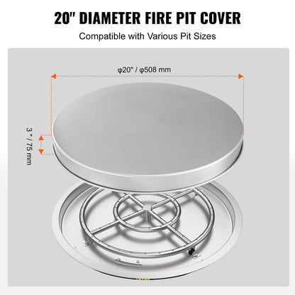 VEVOR Parachispas para Brasero 508 mm Alambrera de Brasero de Acero Inoxidable Placa Redonda Rejilla de Protección contra Chispas de Fuego Apertura Fácil con Accesorios para Hogueras, Jardín, Patio