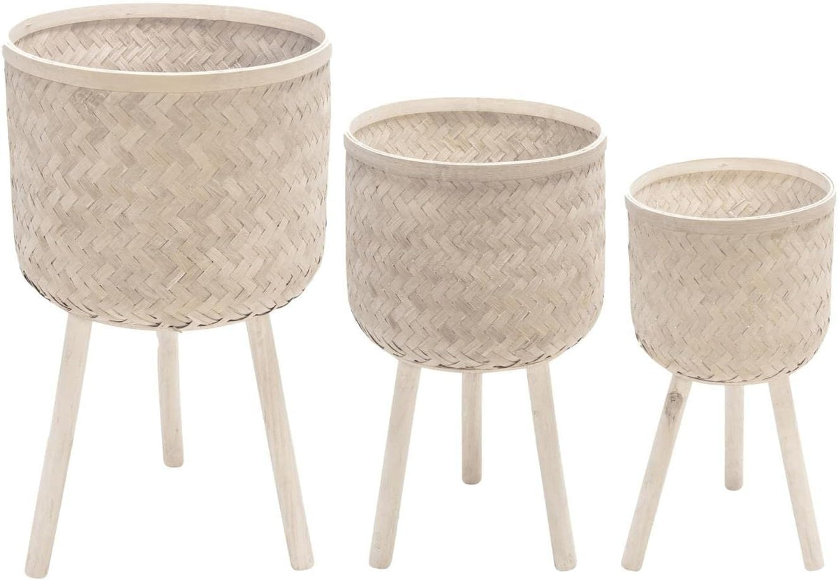 Sagebrook Home 13574-06 Maceta, 14.75 Pulgadas de Largo x 14.75 Pulgadas de Ancho x 29.5 Pulgadas de Alto, Blanco, 3 Unidades
