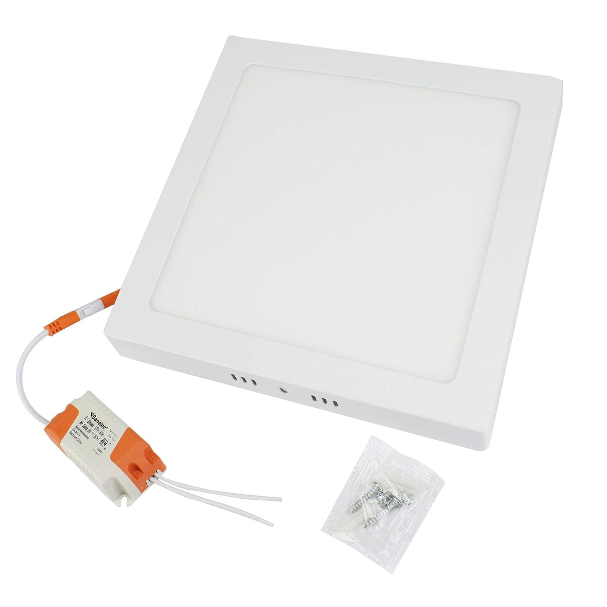 Sanelec 1299 Lámpara Cuadrada de Sobreponer, 18 W, Luz Cálida