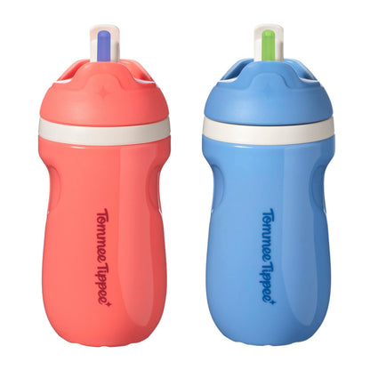 Tommee Tippee Vaso con Popote Sporty, 266 ml - 9oz (Pack of 2) - Azul y Rojo