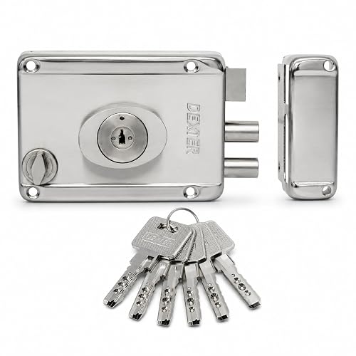 Dexter 6772 Cerradura de Sobreponer (Chapa de Parche) Automática de Llave de Alta Seguridad, Mecanismo de Barras