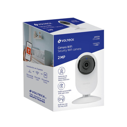 Volteck CTV-20W, Cámara WiFi Fija 2 MP detección de Movimiento