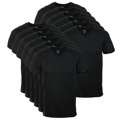 Gildan Camiseta Interior Cuello V para Hombre, Paquete - XL - Negro (12-pack)