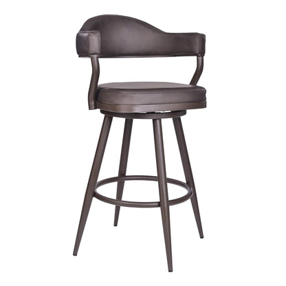 Armen Living Justin Modern Farmhouse - Taburete de Bar de Piel sintética de 76 cm con Patas de Metal café para mostrador de Isla de Cocina