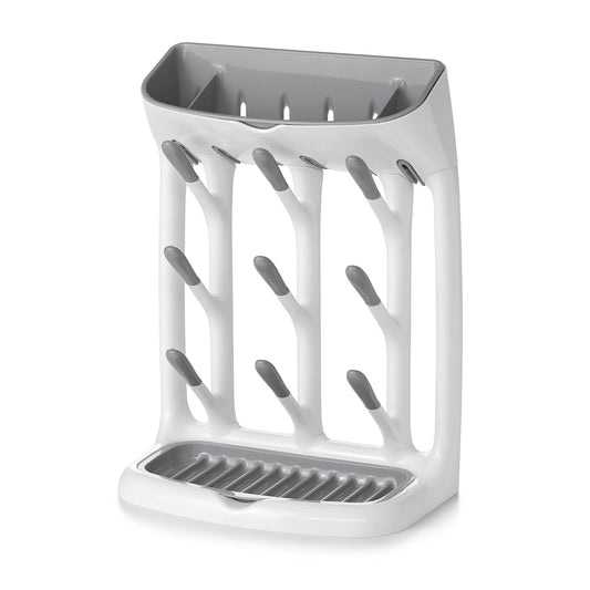 OXO Tot 62123900 Escurridor Vert, Plástico, Blanco, 38 x 27 cm | Diseño vertical con espacio pequeño que ahorra espacio en la encimera, 9 ganchos para secar biberones y vasos de precipitados